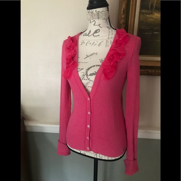 🩷 Hollister Pink Flower Long Sleeve Cardigan M‼️FINAL SALE - Picture 3 of 7